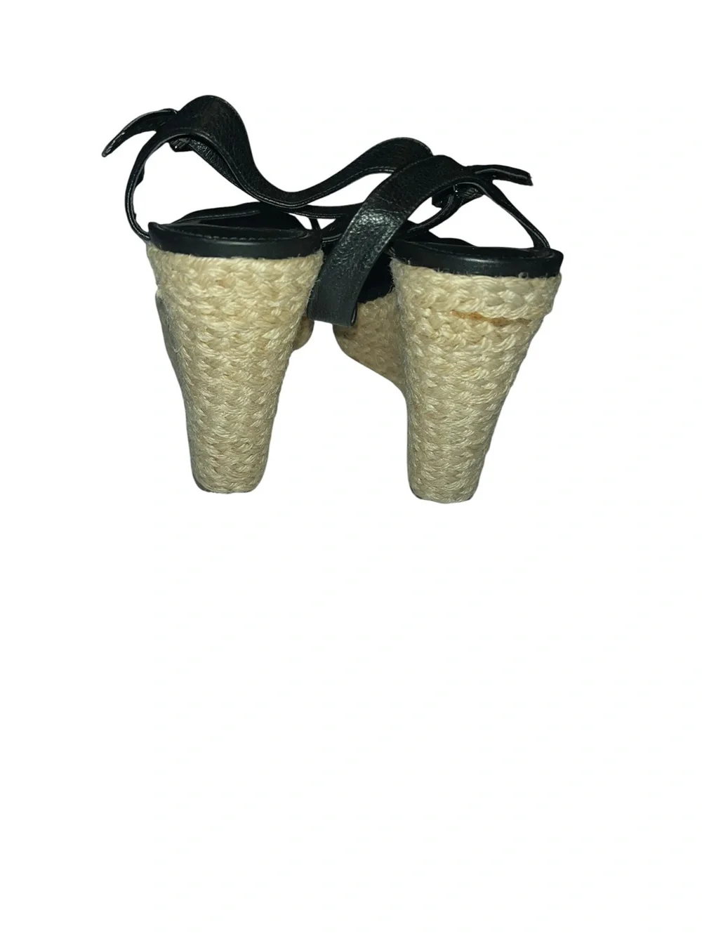 Michael Kors Black Leather Wedge Espadrille Sandals